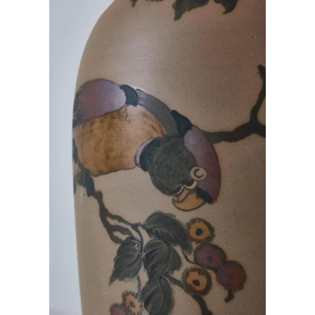 Art Nouveau Ceramic Table Lamp Hand Decorated with Parrots, Denmark, 1930s For Sale - Image 6 of 12