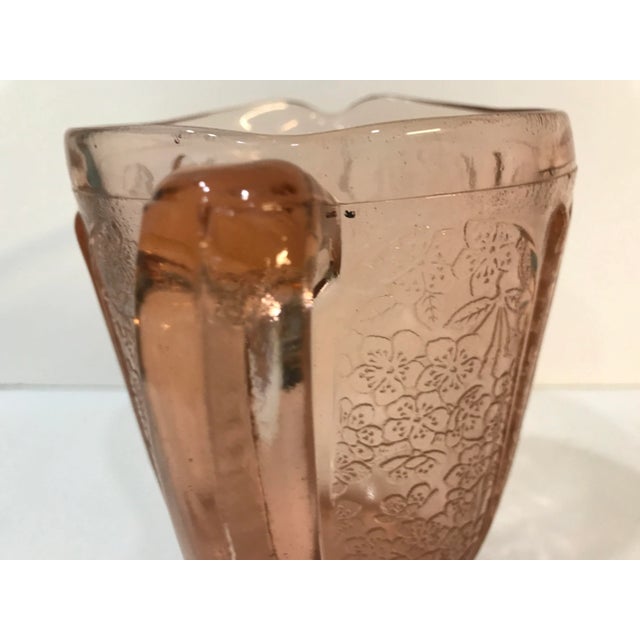 Pink 1930s Jeannette Glass Pink Cherry Blossom Water Pitcher For Sale - Image 8 of 12