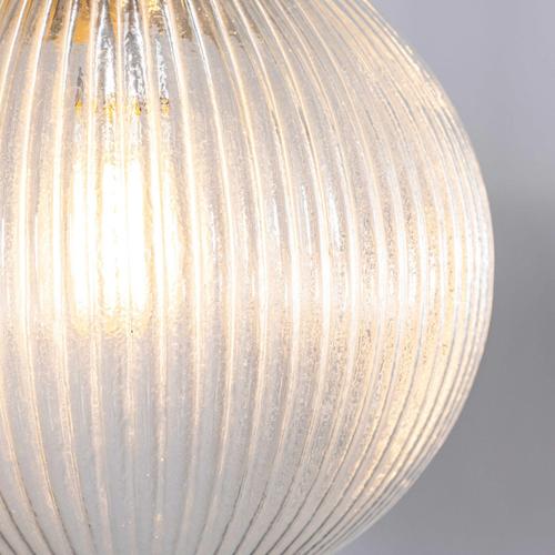 1950s Ribbed Clear Pendant Glass Lamp, 1950s For Sale - Image 5 of 8