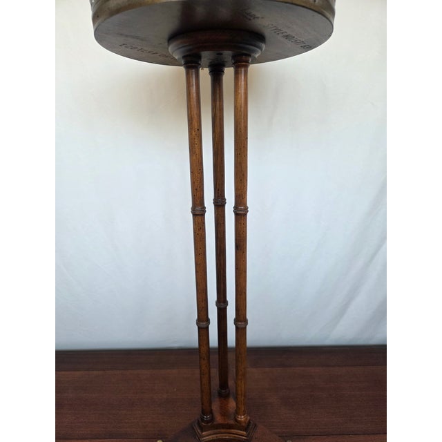 1960s 1960s Hollywood Regency Walnut Burl & Brass Lane Accent Table/Plant Pedestal Stand For Sale - Image 5 of 10