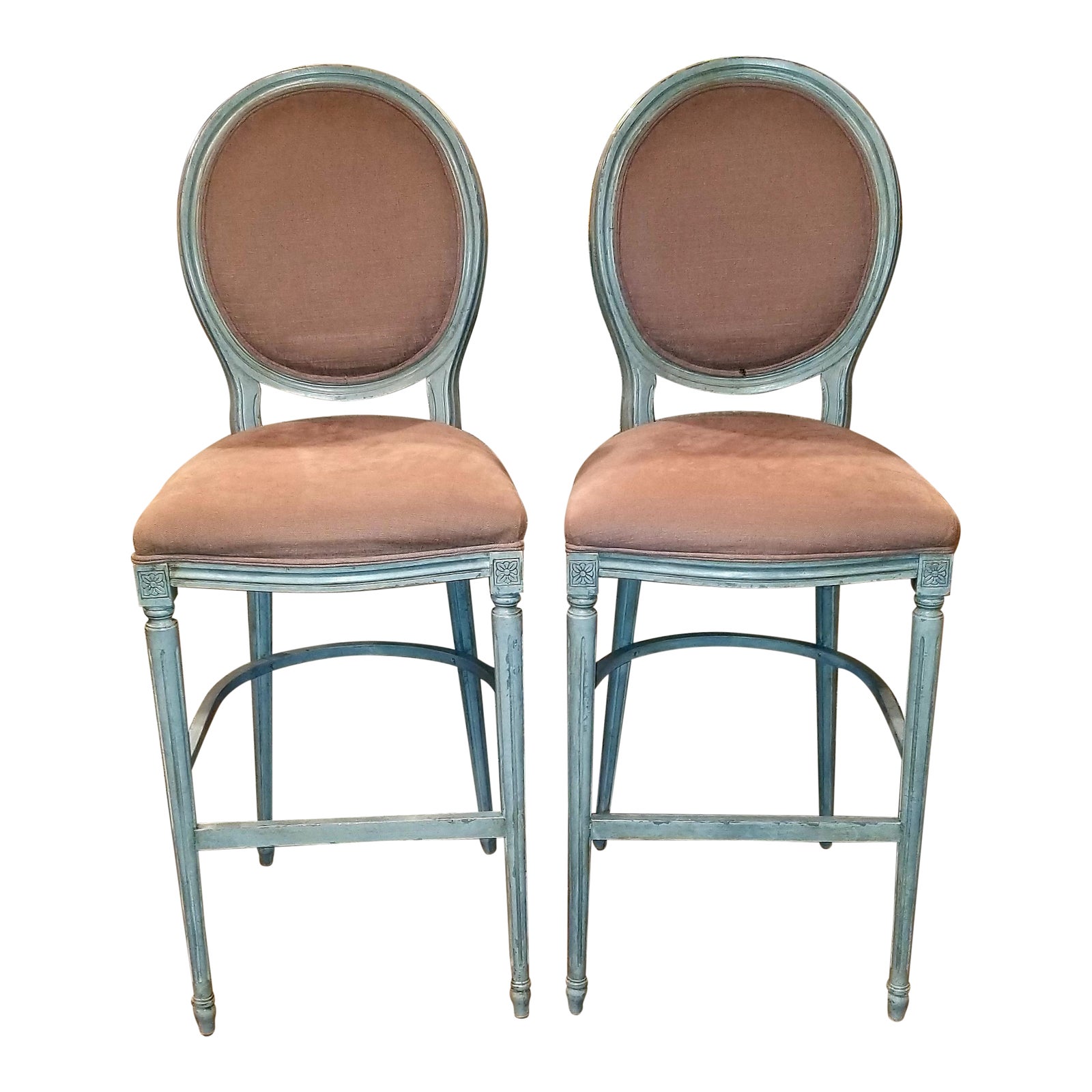 Sarreid Louis XVI Round Back Bar Stools A Pair Chairish