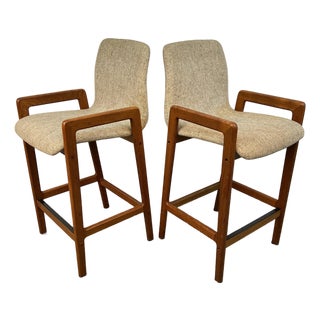 Mid-Century Danish Teak Tall Stools Attributed to Tarm Stole for Og Mobelfabrik a/S For Sale