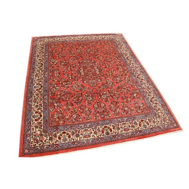 Middle Eastern rug Sarough | Knot density: High-quality knotting quality | Pattern: Colorful leaf and flower motifs |...