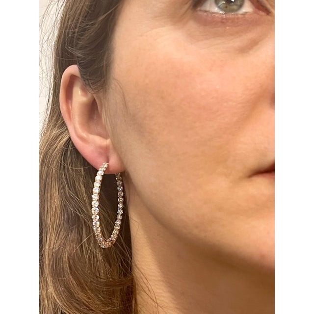 Transparent 7.92 Carat Diamond Inside Out Hoop Gala Cocktail Earrings in 14 Karat Rose Gold For Sale - Image 8 of 18