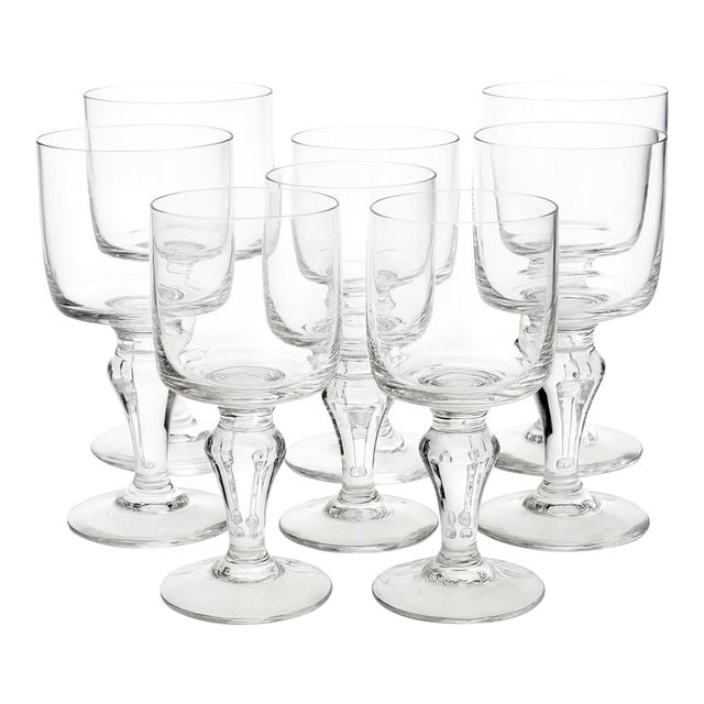 1950s Graduated Two Height Set of 8 | Swedish Crystal Water & Drinking Goblets For Sale