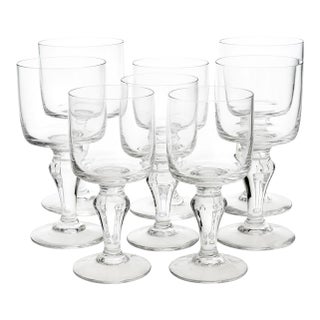 1950s Graduated Two Height, Swedish Crystal Water & Drinking Goblets, Set of 8 For Sale