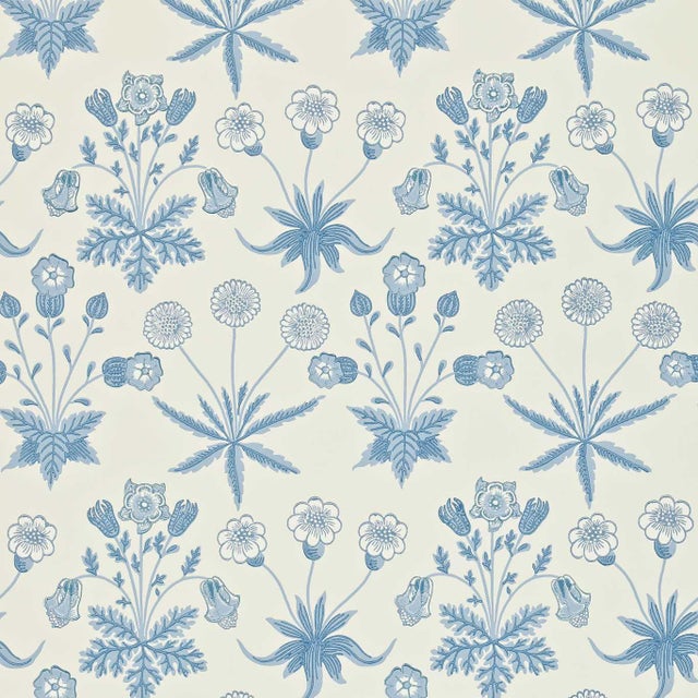 Morris & Co Daisy Wallpaper in Blue/Ivory For Sale
