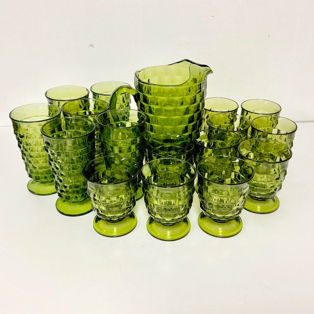 1960s Vintage Boho Chic Americana Indiana Glass Whitehall Glassware Set - 17 Pieces. For Sale - Image 6 of 17