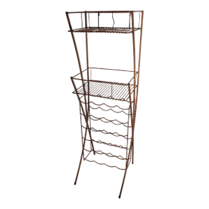 Mid Century Wrought Iron Wine Rack Display Stand Made in Usa Ca 1950/1970’s