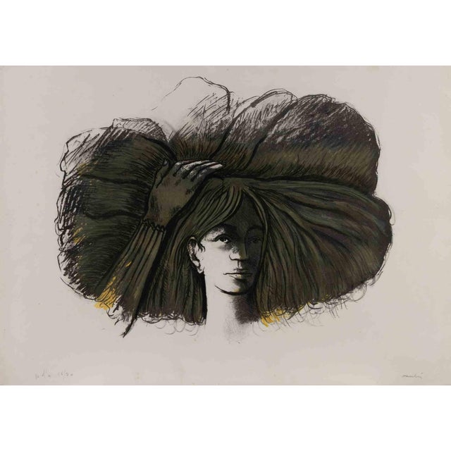 Sergio Vacchi, Portrait, Lithograph, 1980s For Sale