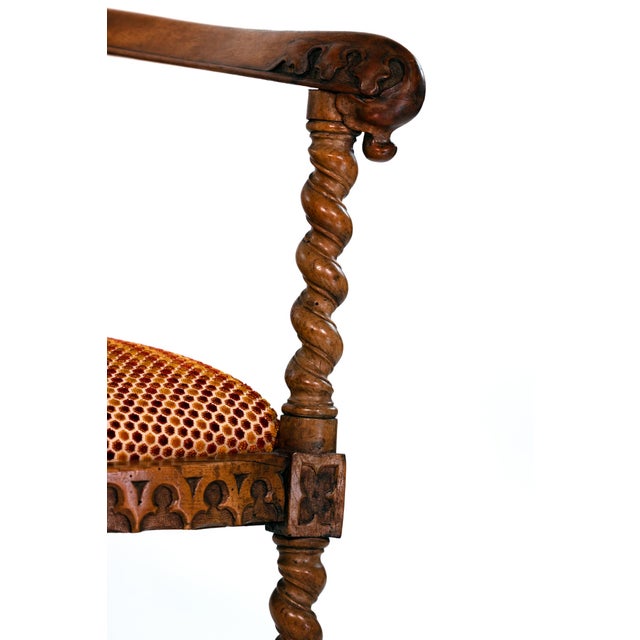 Gothic Revival Yew Tub Chair With Barley‑Twist Supports, Circa 1880 For Sale - Image 13 of 18