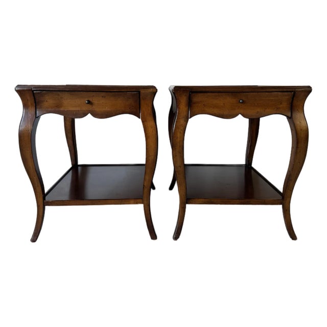 Woodbridge Furniture Louis XV-Style Solid Wood Two-Tier Nightstands – A Pair For Sale