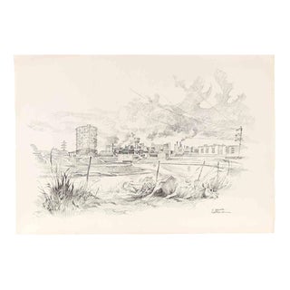 Gaspare De Fiore, Gazometro-Rome, Drawing in Ink, 1974 For Sale