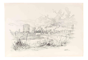 Gaspare De Fiore, Gazometro-Rome, Drawing in Ink, 1974