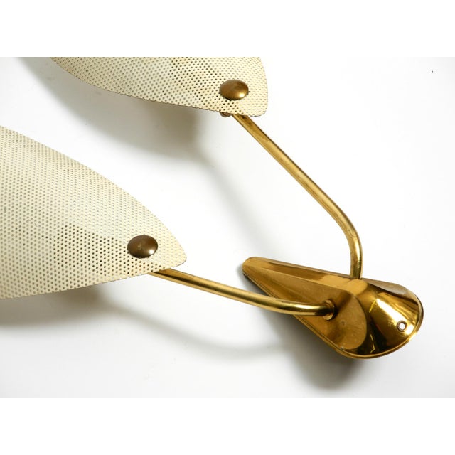 Mid-Century Modern Brass Wall Lamp with Perforated Metal Sheet Lampshades, 1950s For Sale - Image 6 of 16