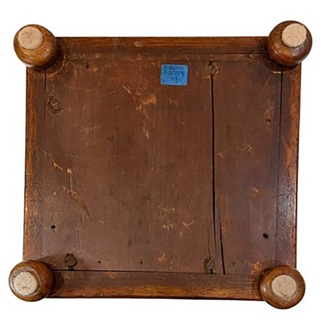 19th Century English Mahogany Upholstered Stool With Flared Form For Sale - Image 12 of 12