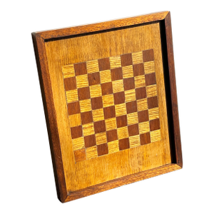 Vintage C.1930's Hand Made Oak & Walnut Chess or Checkers Board