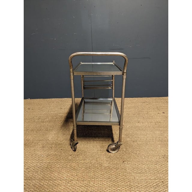 Rolling Trolley Bar with Mirror Top & Steel Structure For Sale - Image 3 of 9