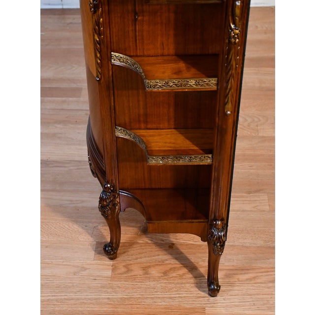 Brown 1920s Antique French Louis XV Walnut & Satinwood Inlay Cabinet Entry Hall Stand For Sale - Image 8 of 18