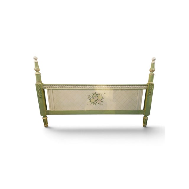 French Provincial Vintage French Provincial Hand Painted Cottage Bed For Sale - Image 3 of 8