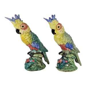 Stangl Pottery Birds Pair of Cockatoos No. 3584 and 7584 Vintage 1950s