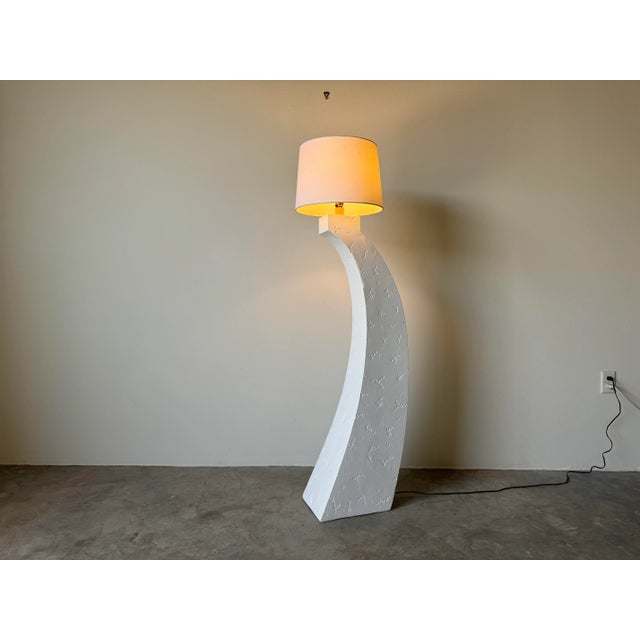 Amazing Postmodern sculptural curved plaster floor lamp by Sunset Lamp. C,1980's. The lamp was painted in white matte...