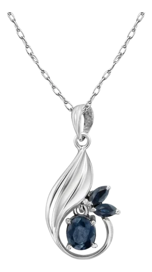 Oval Sapphire White Gold Necklace 16"