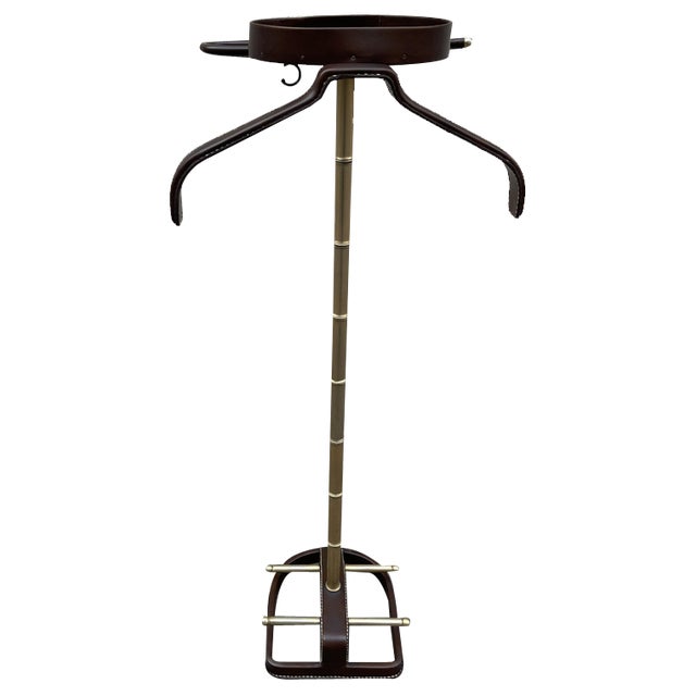 Stitched Leather Valet de Nuit by Jacques Adnet, 1950s For Sale