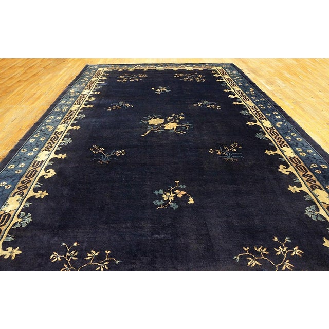 1920s Chinese Peking Carpet ( 9'3" x 17'2" - 282 x 523 ) Antique Peking Large Room Size Wool Blue Navy Rug, Country of...
