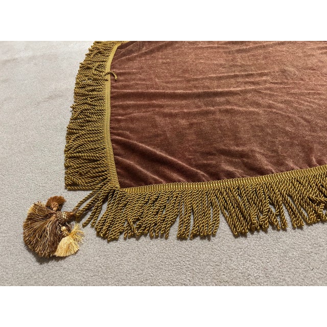 Rust Velvet Bullion-Fringe Throw W/ Tassel Detail | Chairish