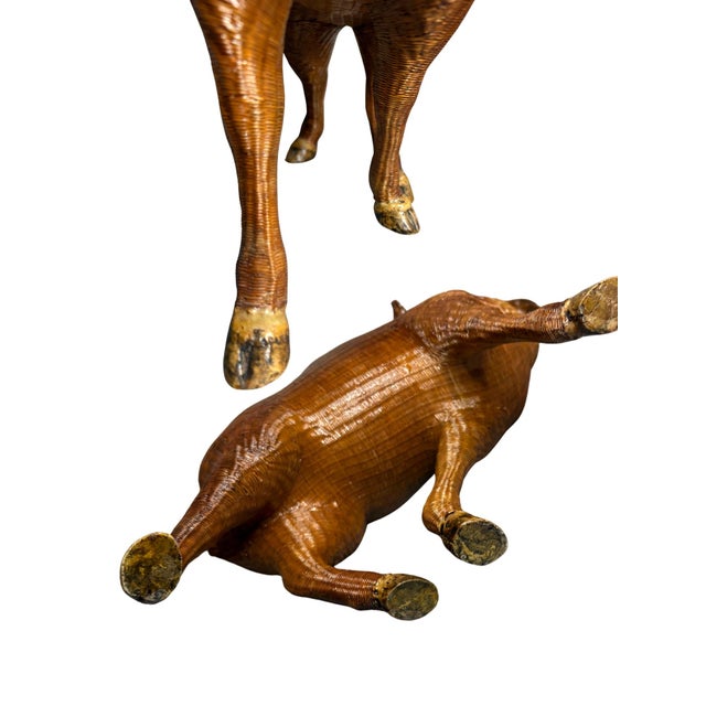 Vintage Shanghai Handicrafts Woven Rattan Moose Sculpture With Hidden Storage, Mid-Century Chinese Export Art For Sale - Image 10 of 12