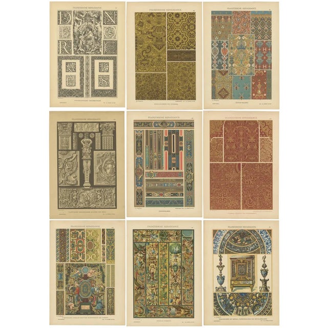 Compilation of German Renaissance Artwork from Der Ornamentenschatz, 1887, Paper, Set of 9 For Sale