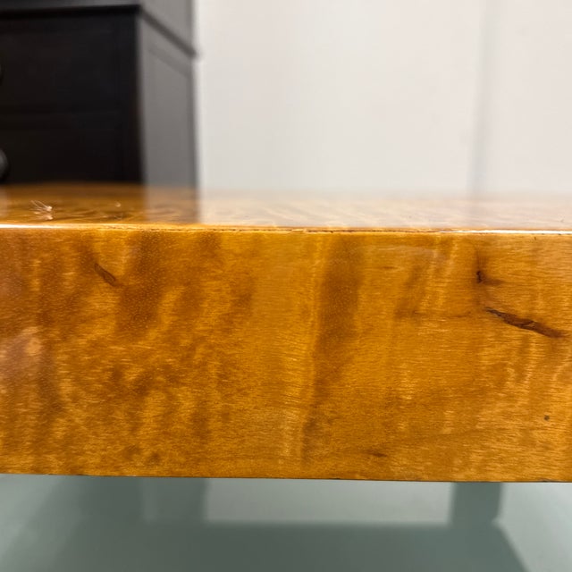 Postmodern Figured Maple + Frosted Glass End Tables For Sale - Image 9 of 12