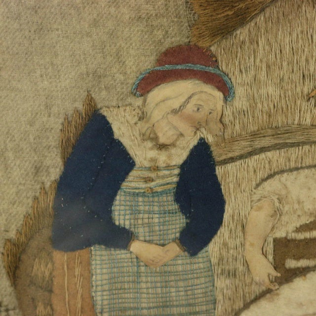 Antique Georgian Applique Embroidery of a Country Scene For Sale - Image 6 of 12