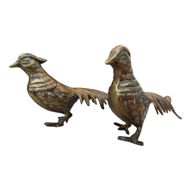 Japanese Brass Peacock Figurines, 1950s, Set of 2 For Sale