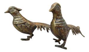 Japanese Brass Peacock Figurines, 1950s, Set of 2