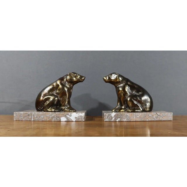 Bear Bookends in Golden Metal, 1920, Set of 2, in Good conditions. Designed 1920 to 1949