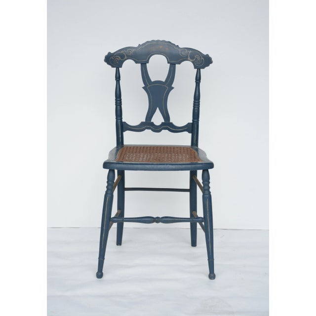 Blue A Pair Vintage Blue Painted Design Side Chair For Sale - Image 8 of 9