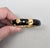 American Vintage Signed Napier Goldtone Black Enamel & Clear Rhinestone Cuff Bracelet For Sale - Image 3 of 11