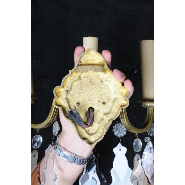 Vintage French Crystal Sconces, 1930s, Set of 2 For Sale - Image 13 of 14
