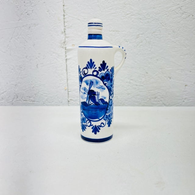 Mid 20th Century Delft Blue and White Liquor Bottle For Sale - Image 6 of 6