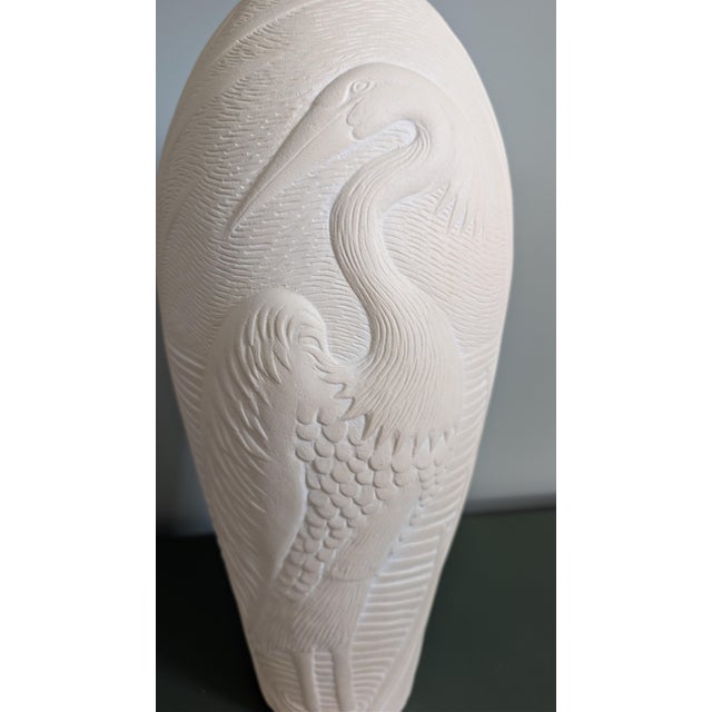 1980s Large Vintage Dayle Rushall Sculptural Heron Egret Table Lamp, Ivory Palm Beach Coastal For Sale - Image 5 of 9