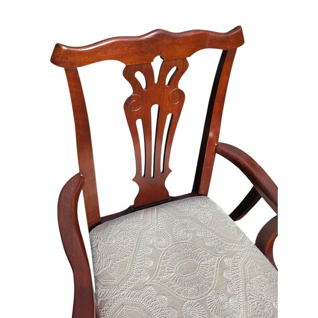 2 Pennsylvania House Cherry Dining Room Armchairs Chippendale Sheild Back For Sale In Philadelphia - Image 6 of 14