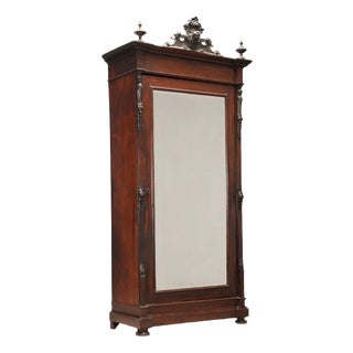 Antique Wardrobe in Violet Wood Veneer, Italy, 19th Century For Sale
