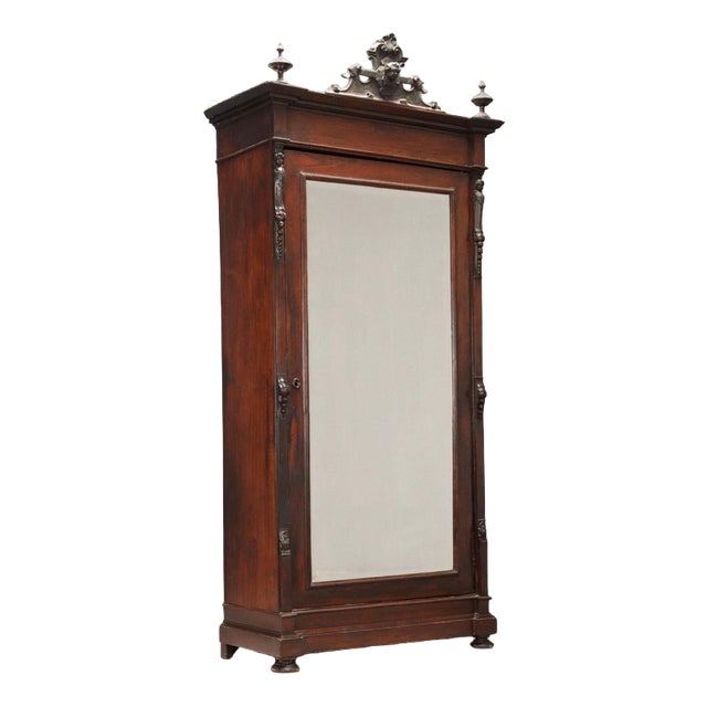 Antique Wardrobe in Violet Wood Veneer, Italy, 19th Century For Sale