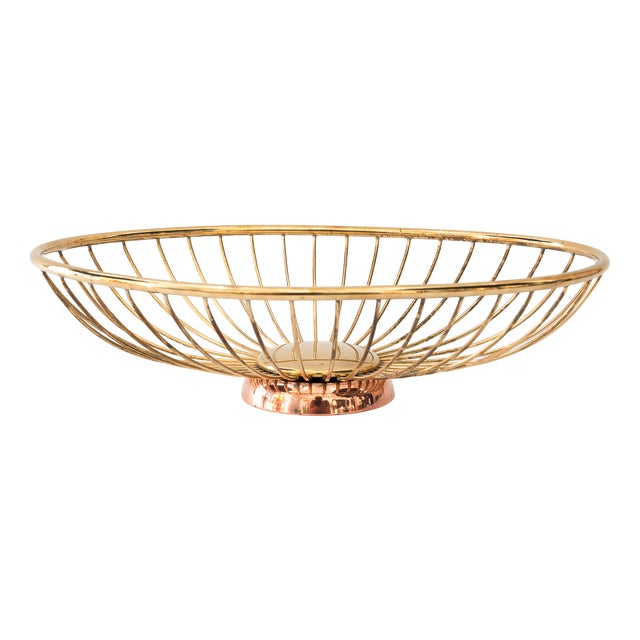 Bread Basket in Brass and Copper, Vienna, Austria, 1960s For Sale