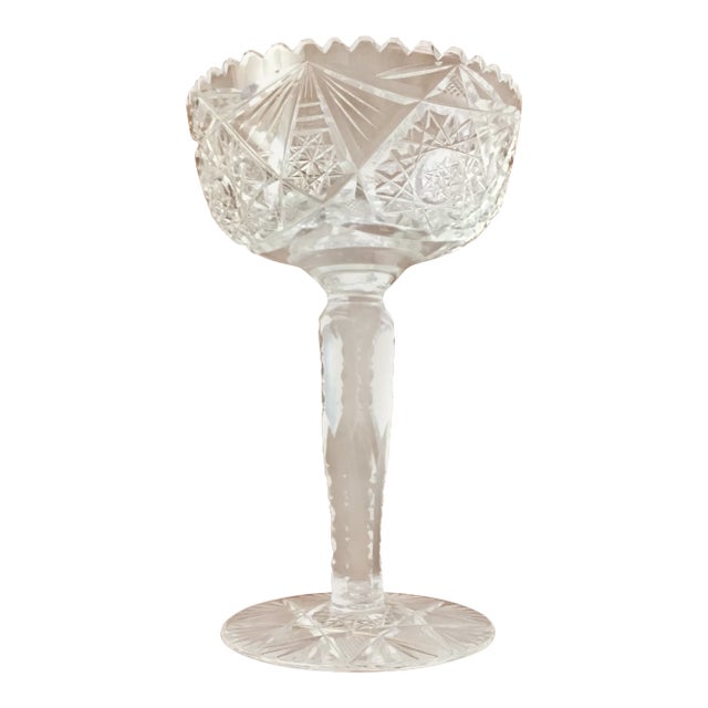 Brilliant Period Cut Crystal Glass Compote For Sale