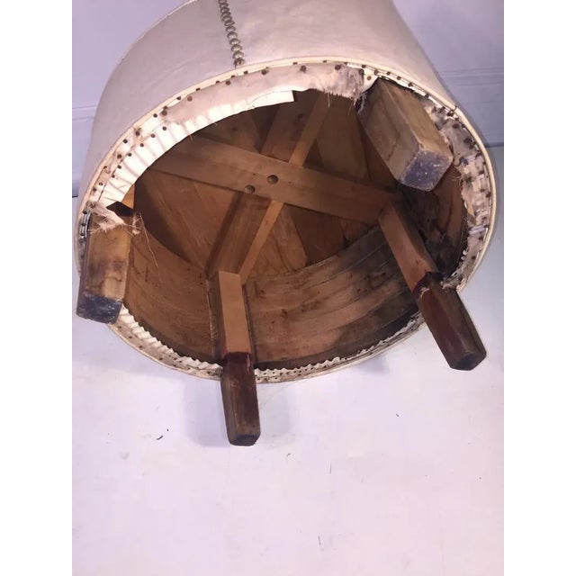 Beige Art Deco Modernist Peacock Back Upholstered Barrel Chair by Gilbert Rohde For Sale - Image 8 of 9