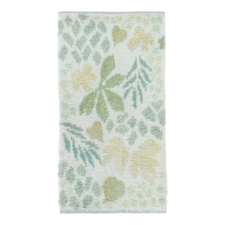 Vintage Swedish Rya Rug in Blue With Green & Beige Floral Pattern - Rug & Kilim For Sale