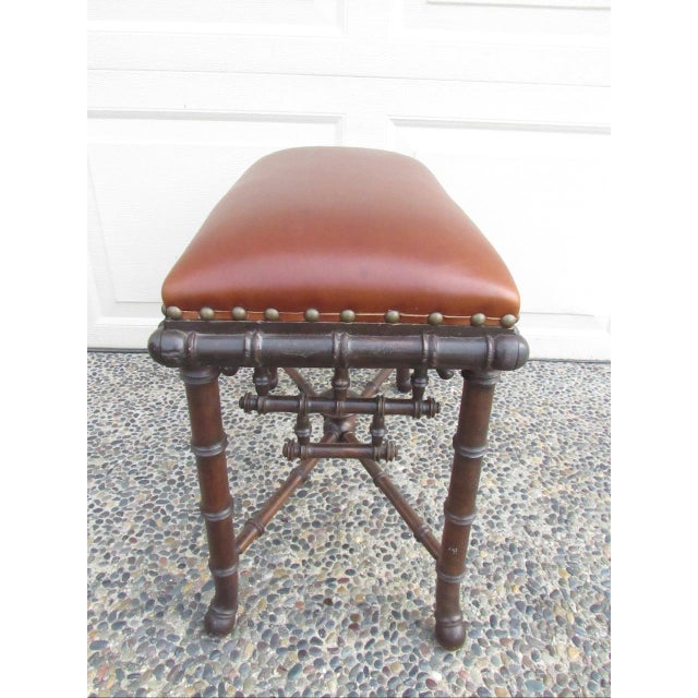 Antique French Faux Bamboo Stool For Sale - Image 9 of 17